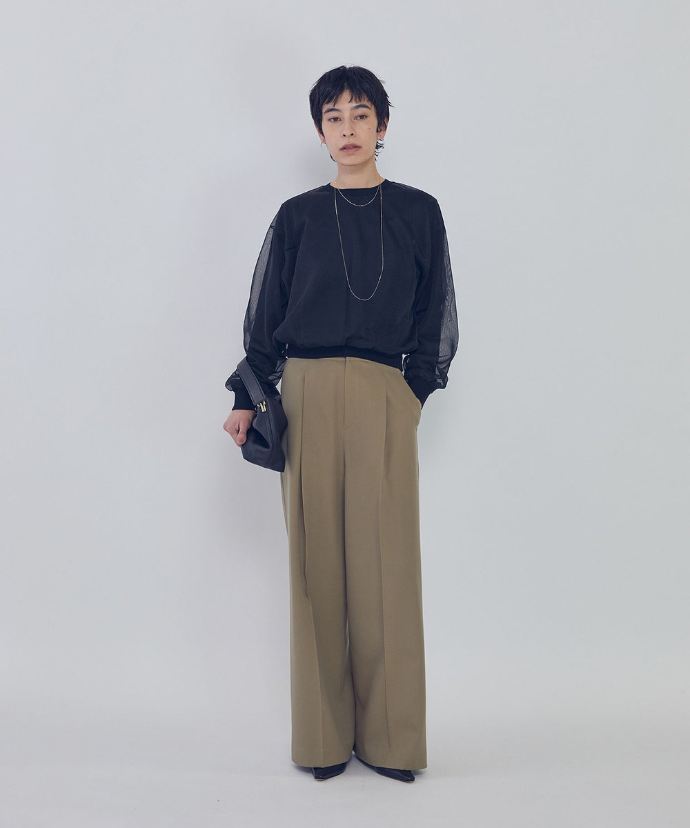 1er Arrondissement オーガンザレイヤードニットプルオーバー ブラック