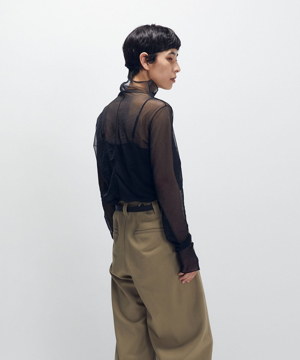1er Arrondissement シアーハイネックカットソー ブラック