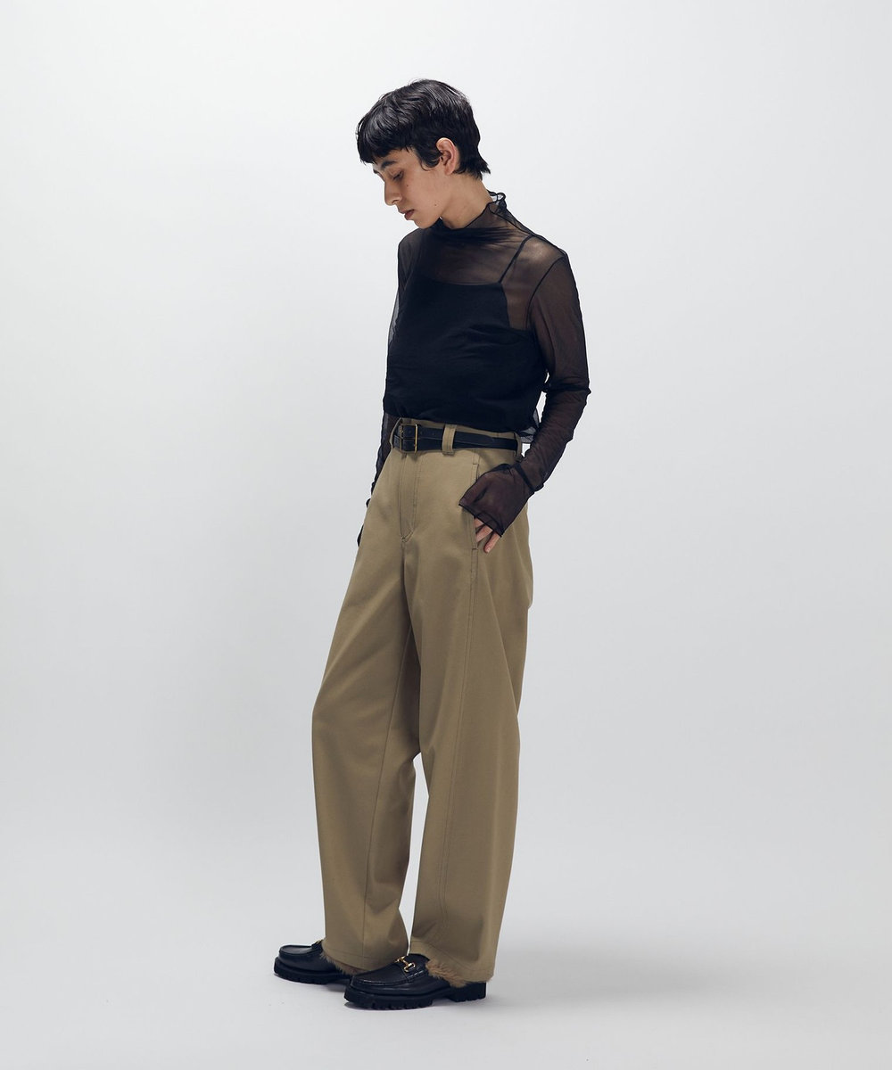 1er Arrondissement シアーハイネックカットソー ブラック