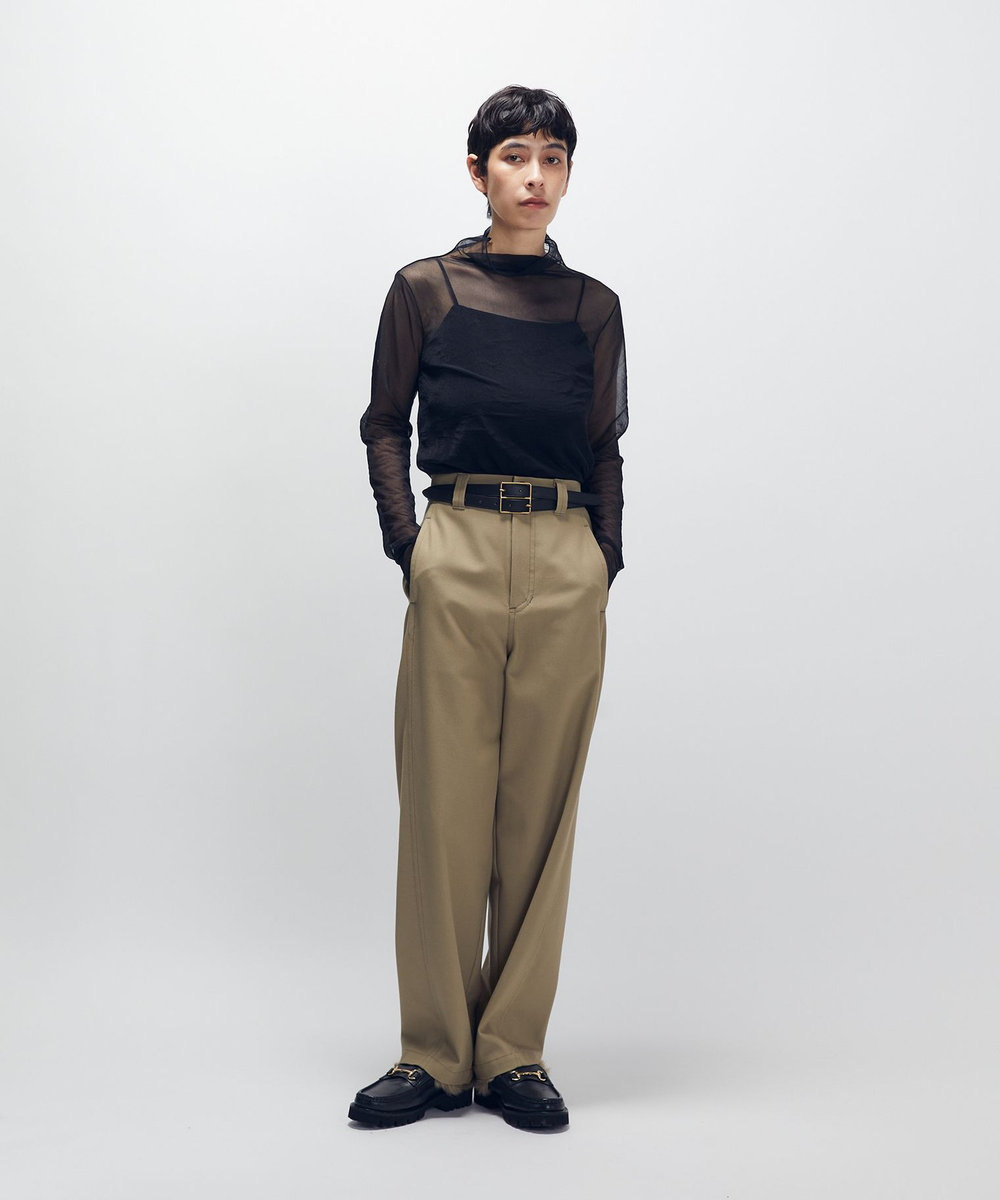 1er Arrondissement シアーハイネックカットソー ブラック