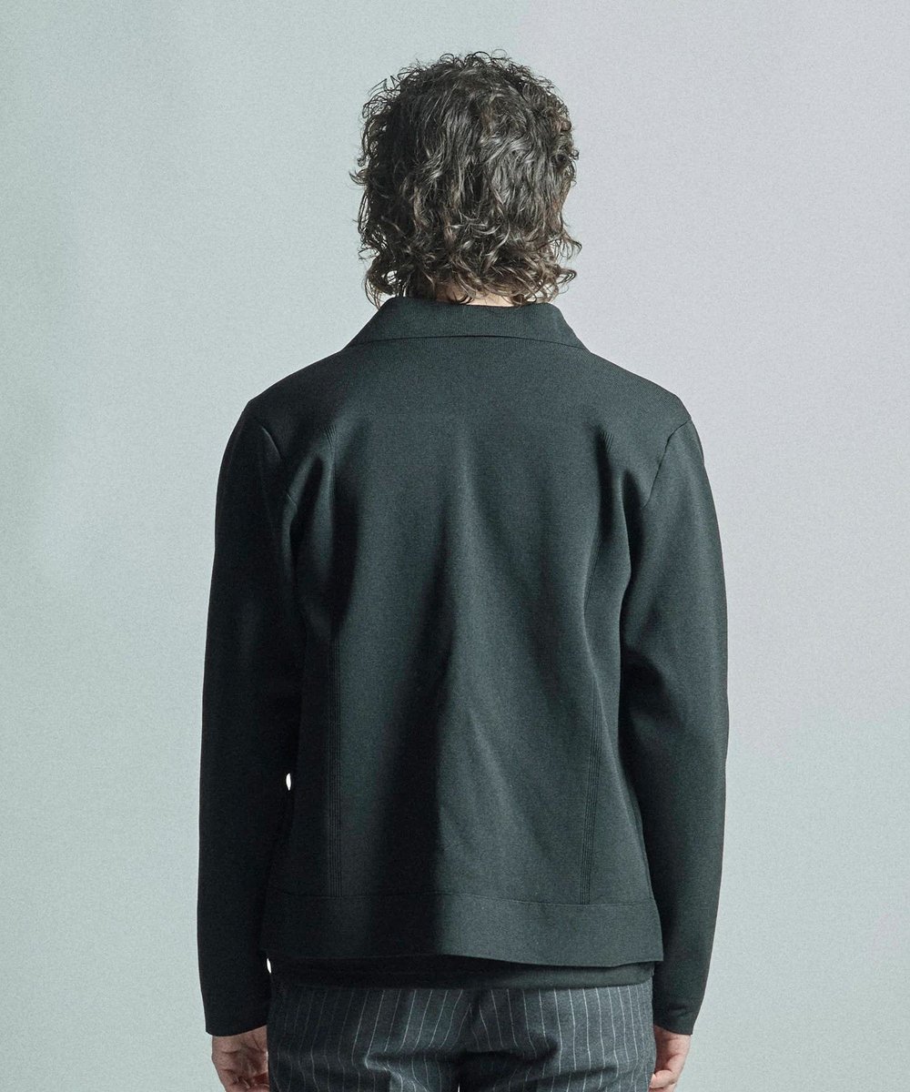 MEN'S BIGI デニムジャケット風ミラノリブニットアウター ブラック
