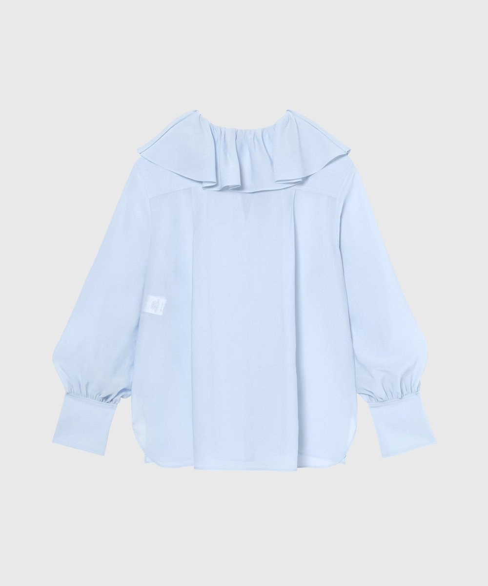 DÉPAREILLÉ SILKY RUFFLE BLOUSE / シルキーラッフルブラウス サックスブルー