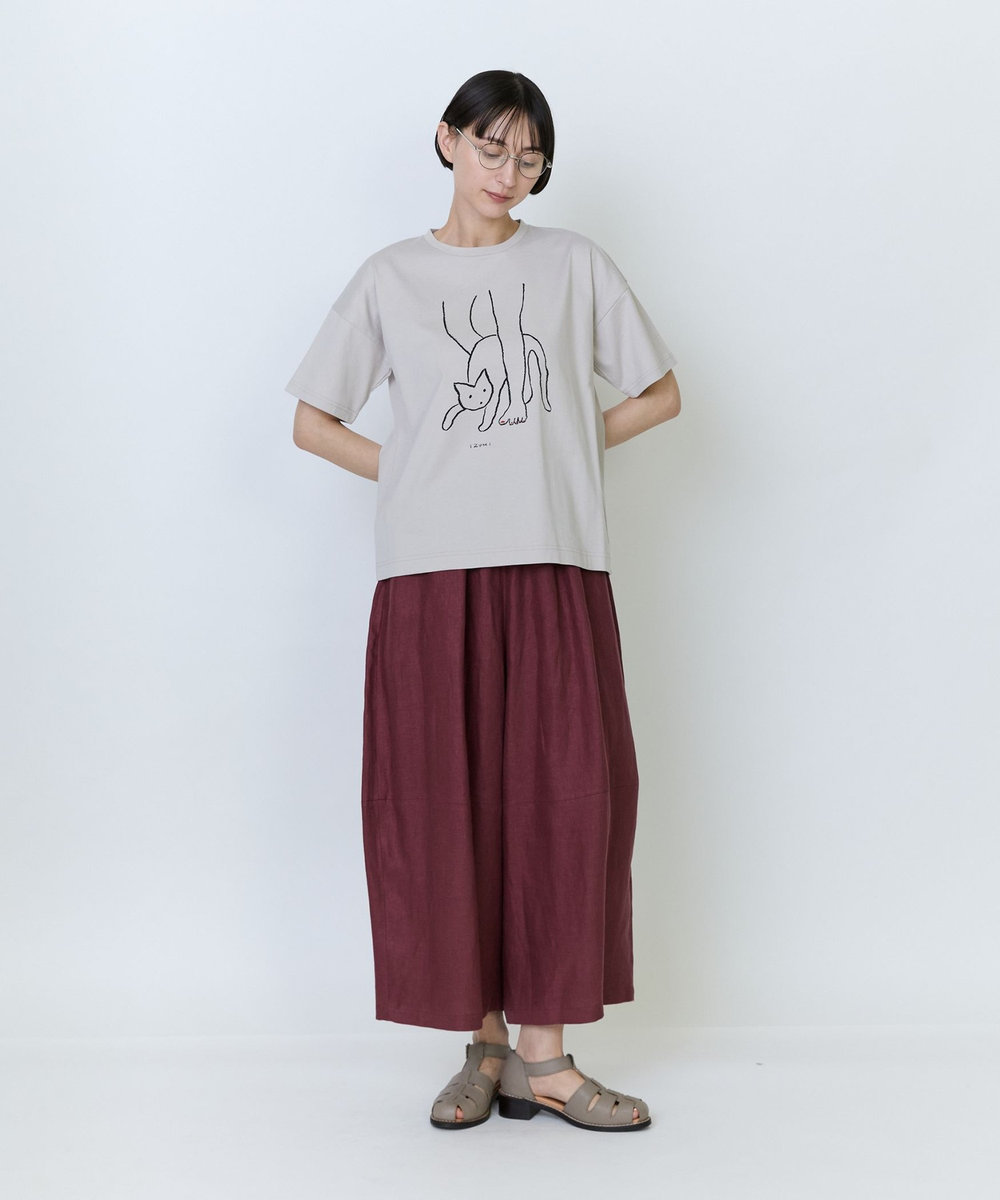 LOISIR 【アーティストコラボ】LOISIR×塩川いづみ イラストプリントTシャツ グレイッシュベージュ
