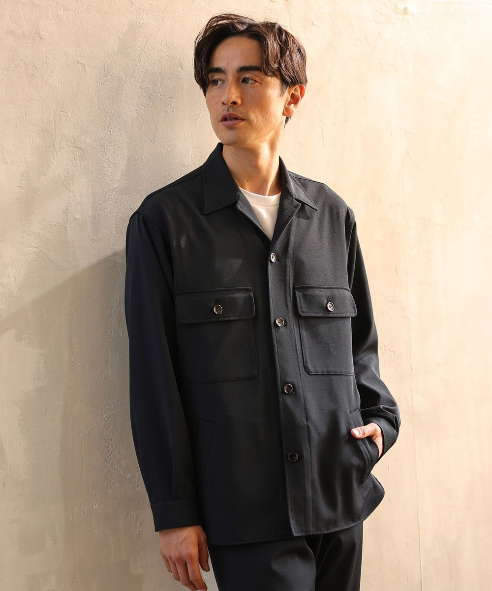 UNION STATION 【リンクルフリー】CPOシャツジャケット「セットアップ可能」形態安定/ウォッシャブル ネイビー