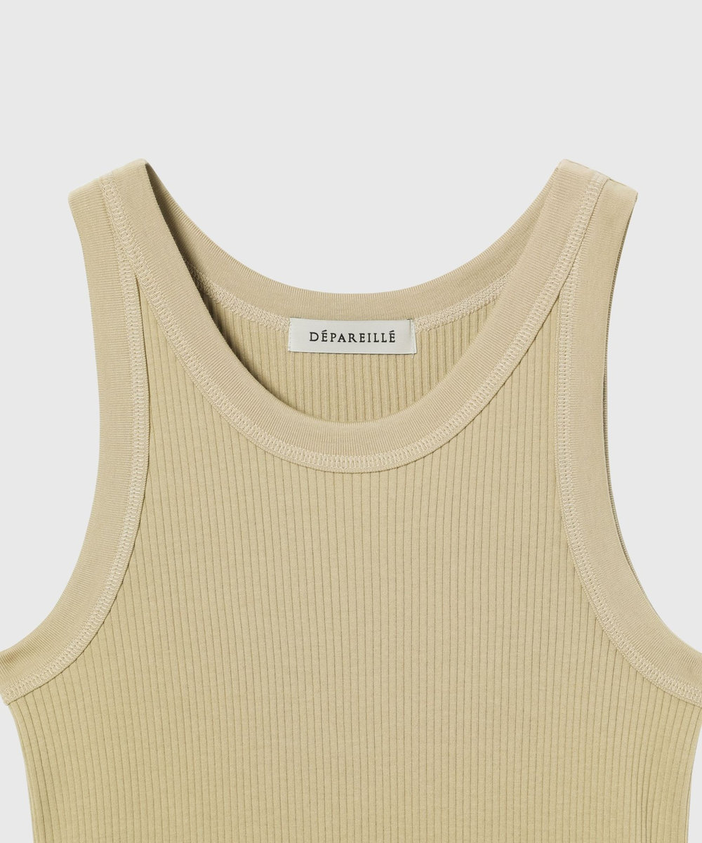 DÉPAREILLÉ ORGANIC COTTON RIB TANK TOP / オーガニックコットンリブタンクトップ ベージュ