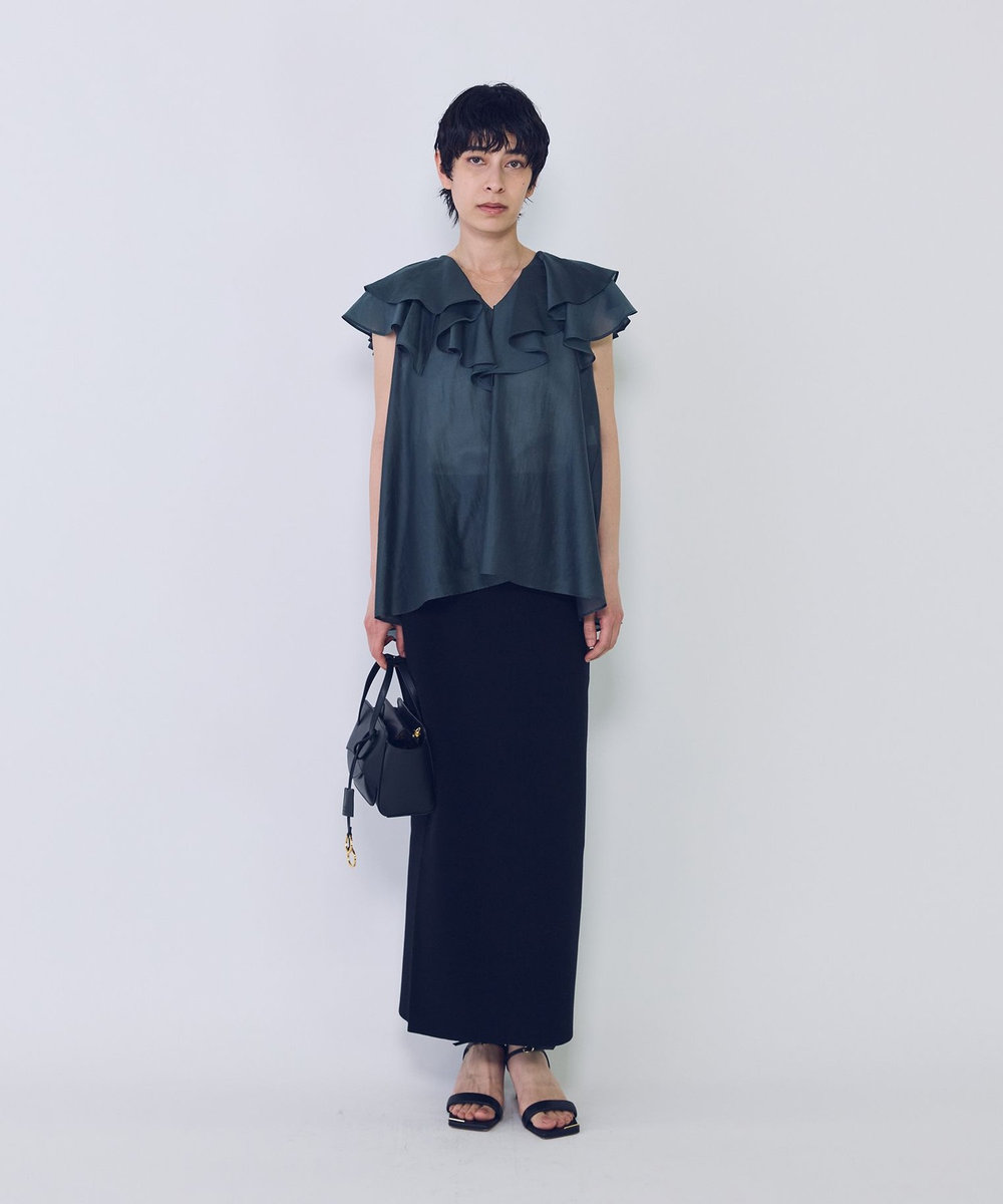 1er Arrondissement シアーテンセルフリルブラウス グリーン