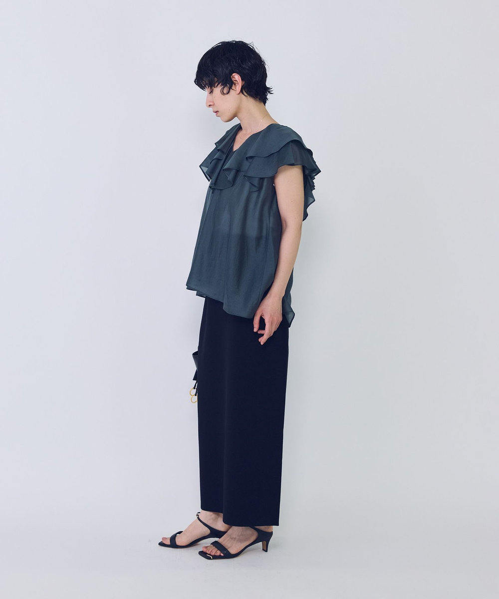 1er Arrondissement シアーテンセルフリルブラウス グリーン
