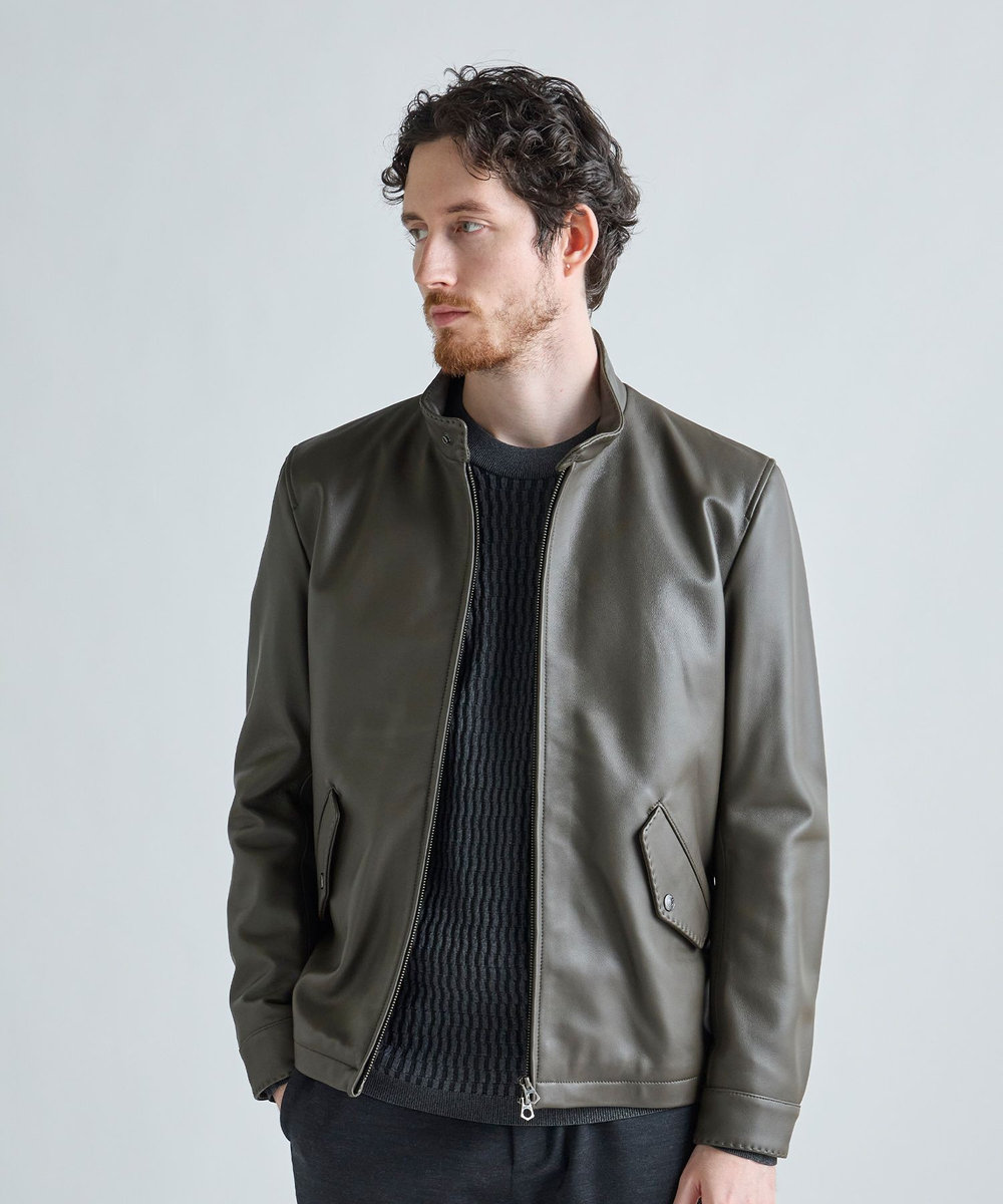 MEN'S BIGI ブリスタージャカード 変形ケーブルモックネックロングTEE チャコールグレー