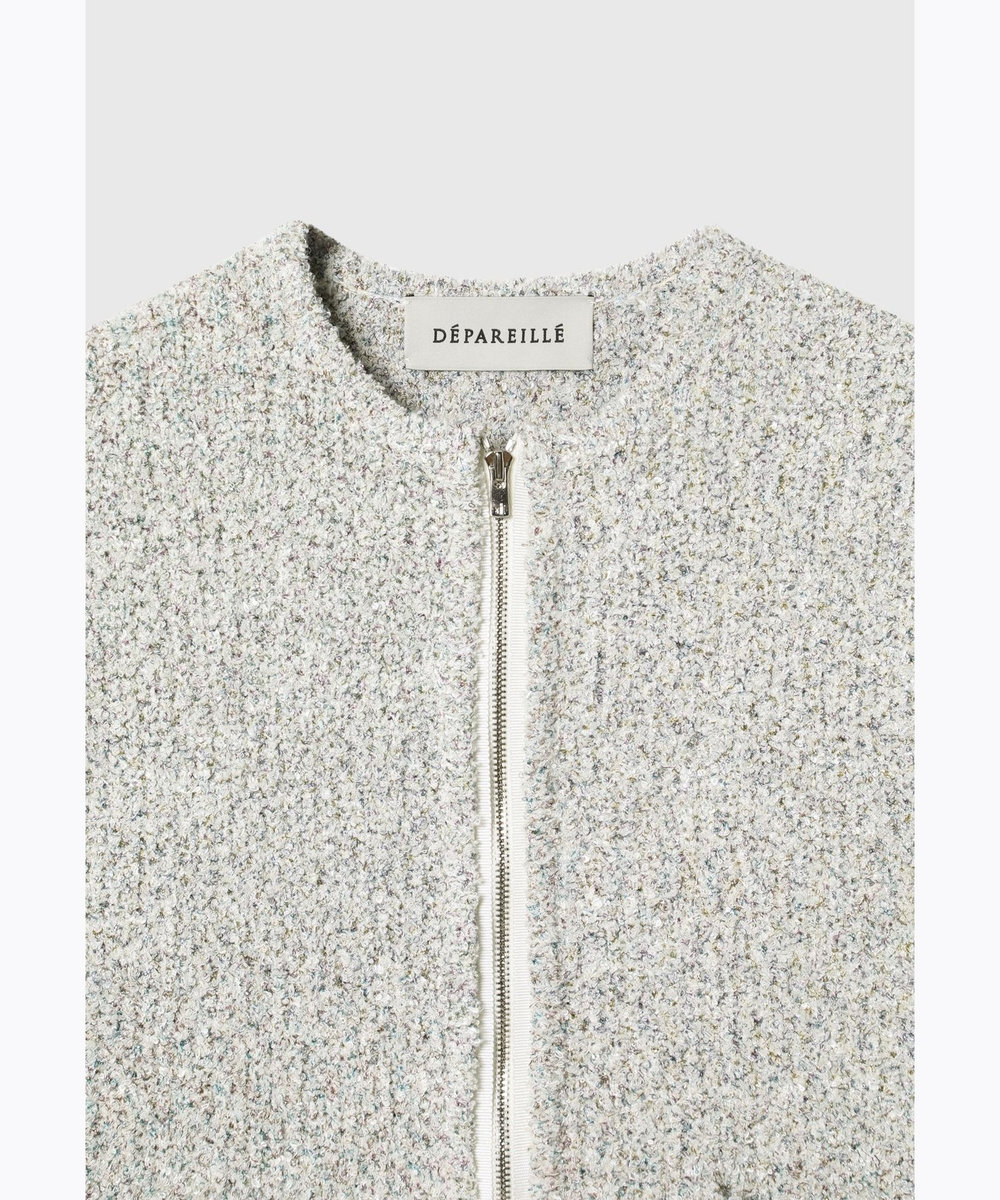 DÉPAREILLÉ TWEED-LIKE KNIT CARDIGAN / ツィードライクニットカーディガン オフホワイト