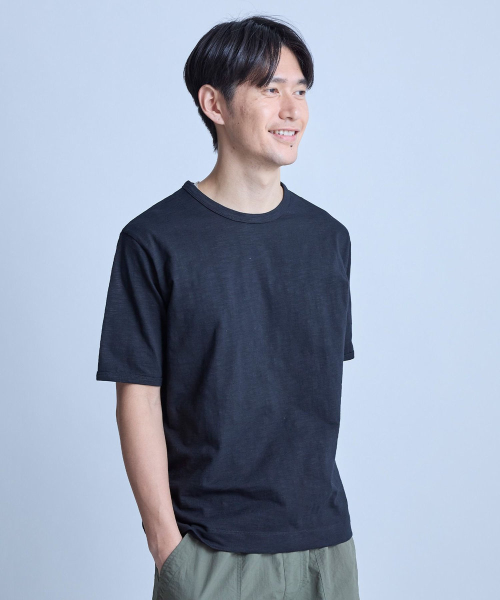 UNION STATION スラブ天竺袖刺繍Tシャツ ブラック