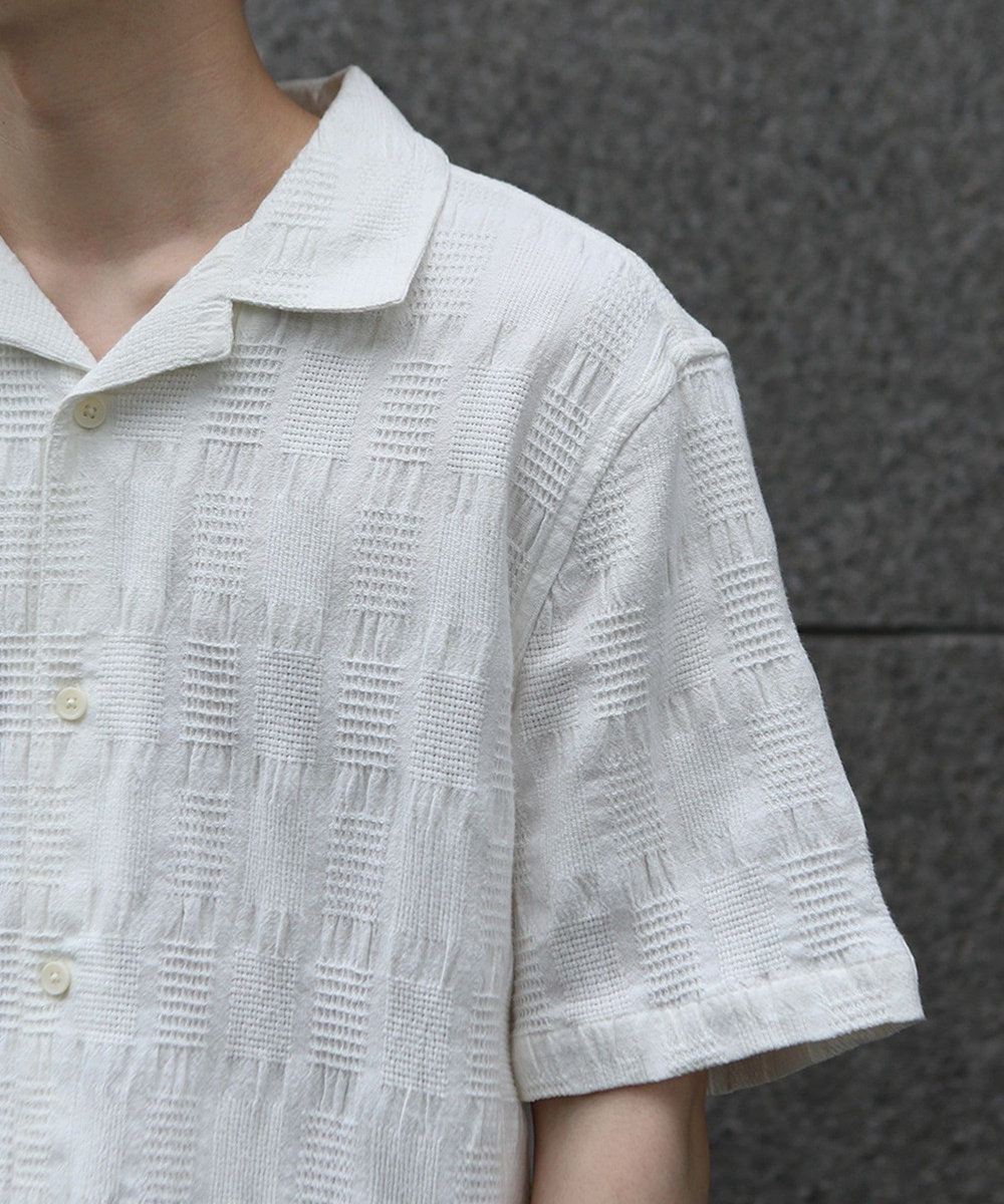MEN'S BIGI 【Wax London/ワックスロンドン】ジャガードシャツ ホワイト