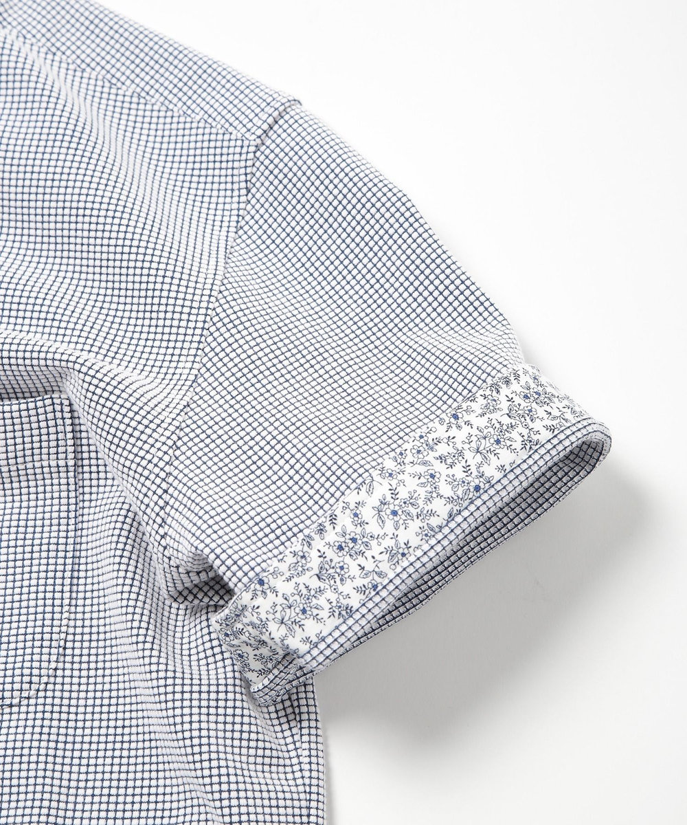 MEN'S BIGI 【ACTIVE TAILOR】吸水速乾ミニワッフルワンピースカラー半袖シャツ ブルー系その他