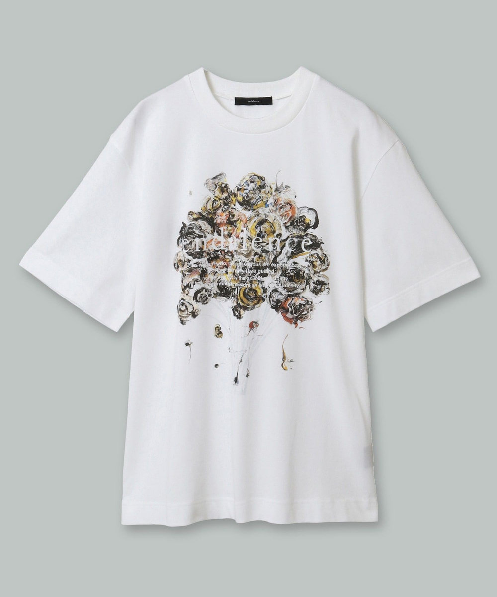 endalence  endalence×Yuta OkudaコラボレーションTシャツ＜ダークブーケ＞ ホワイト