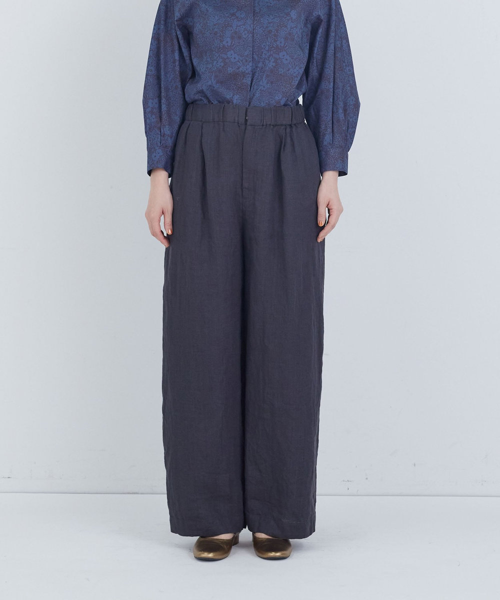 ADIEU TRISTESSE リネンワンタックストレートパンツ チャコールグレー