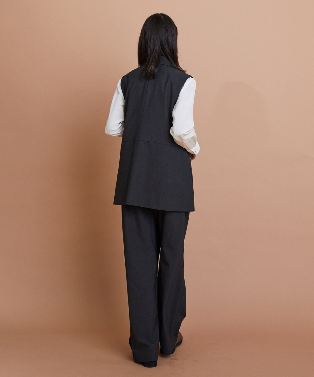 L'EQUIPE ウォッシャブルTR2wayストレートパンツ チャコールグレー
