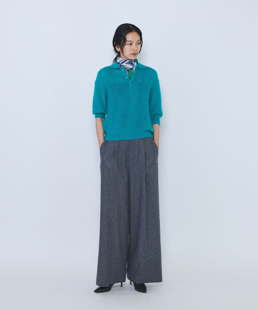 1er Arrondissement ＜INSCRIRE/アンスクリア＞"Mohair Short Sleeve Polo"ポロニット グリーン