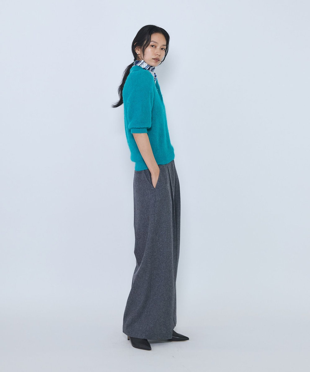 1er Arrondissement ＜INSCRIRE/アンスクリア＞"Mohair Short Sleeve Polo"ポロニット グリーン