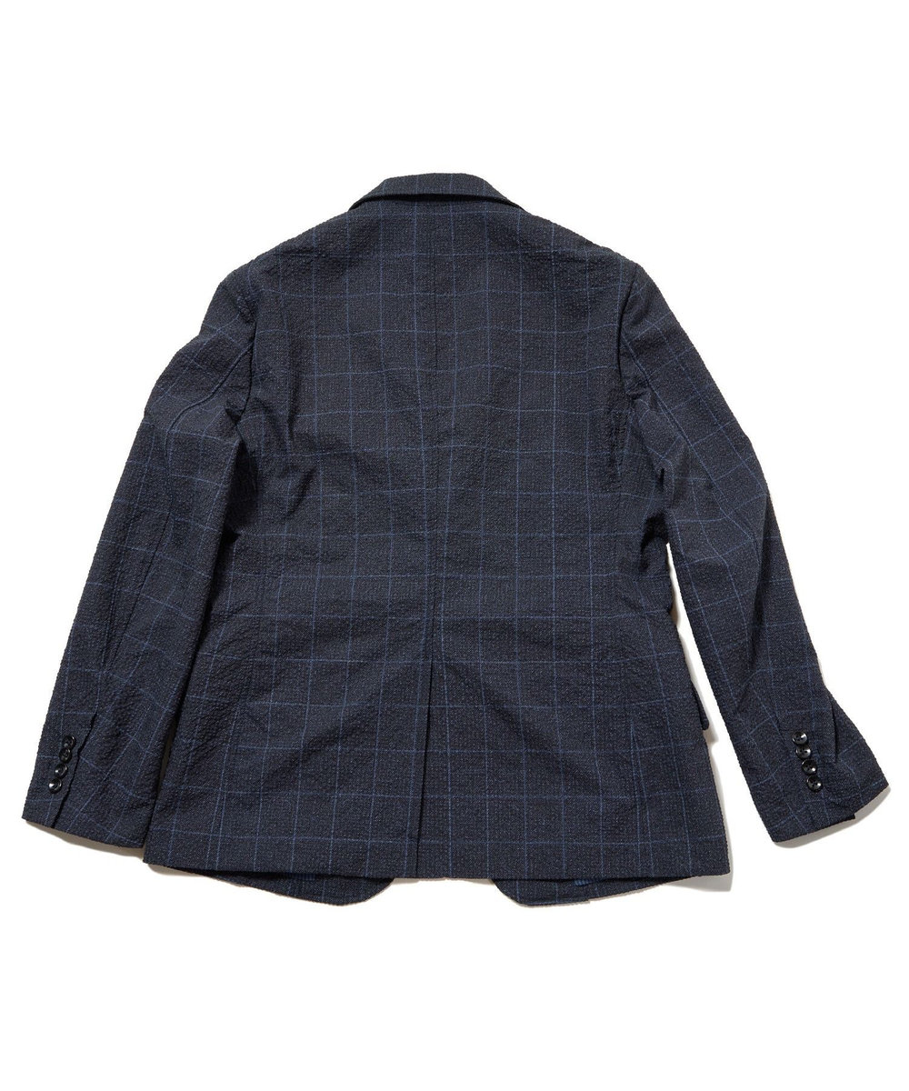 MEN'S BIGI 【ACTIVE TAILOR】3Dサッカープリントテーラードジャケット<セットアップ対応> ネイビー