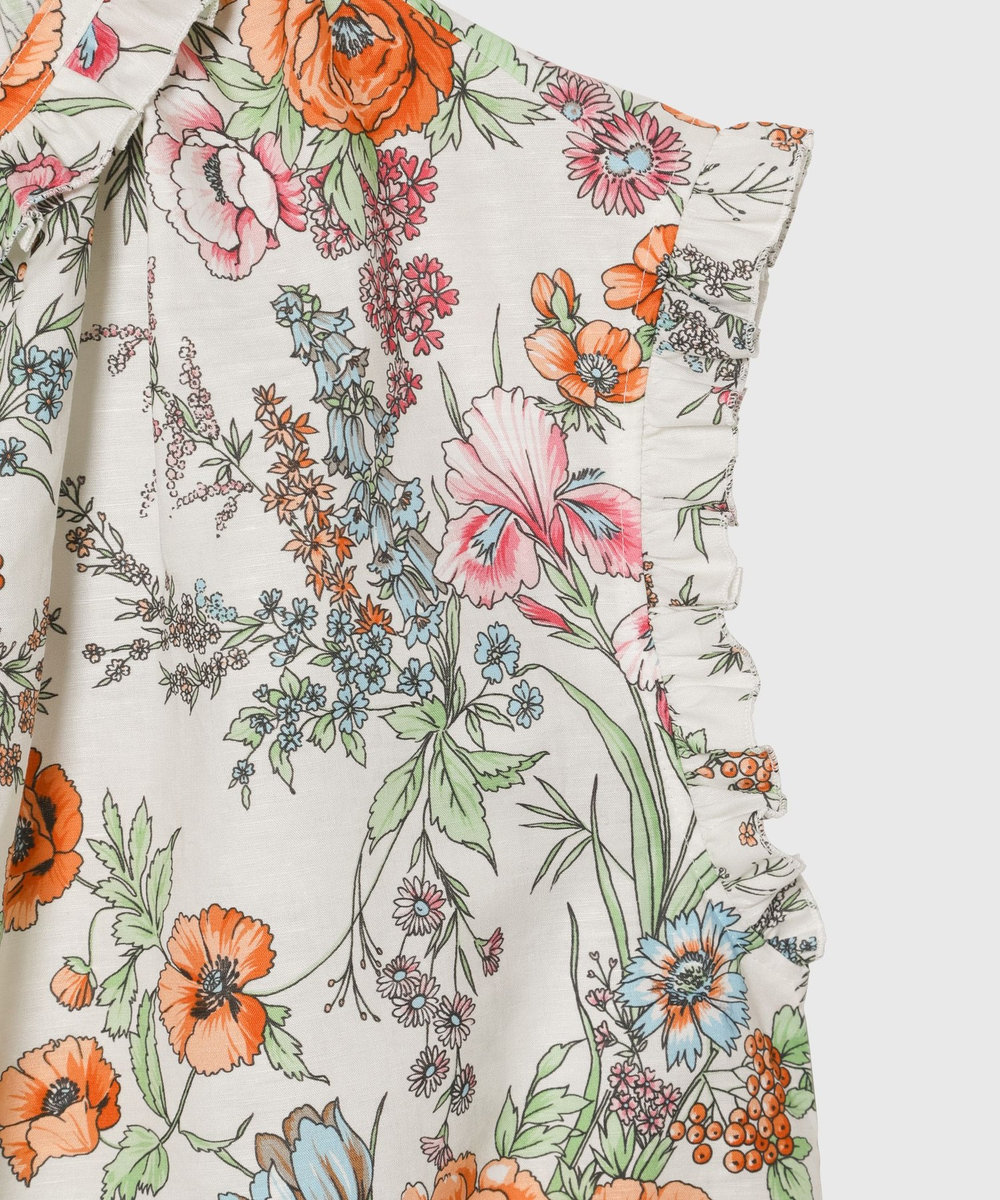 DÉPAREILLÉ LINEN COTTON FLOWER PRINT BLOUSE / リネンコットンフラワープリントブラウス ベージュ