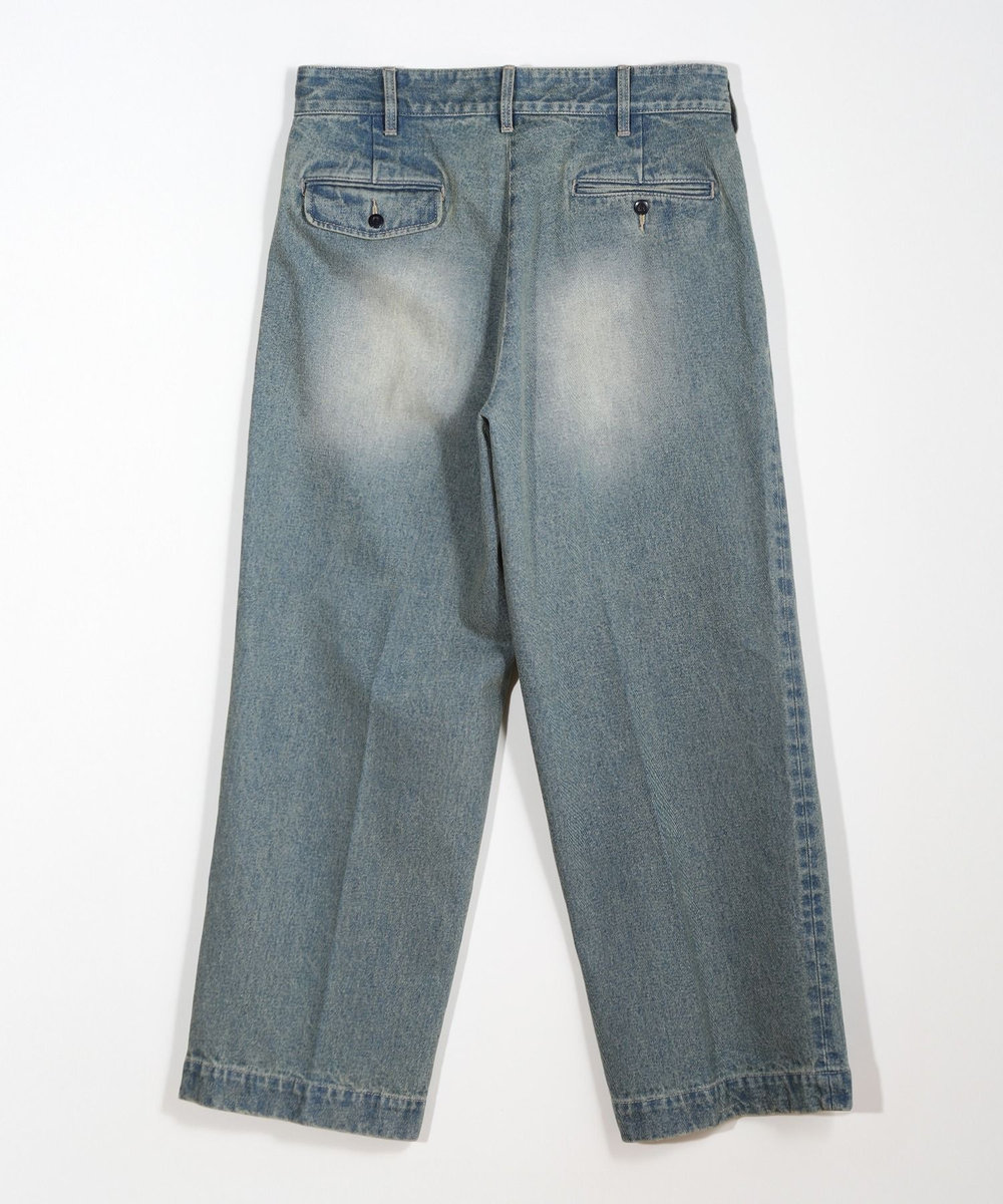 MEN'S BIGI セミワイドデニムタックパンツ ブルー