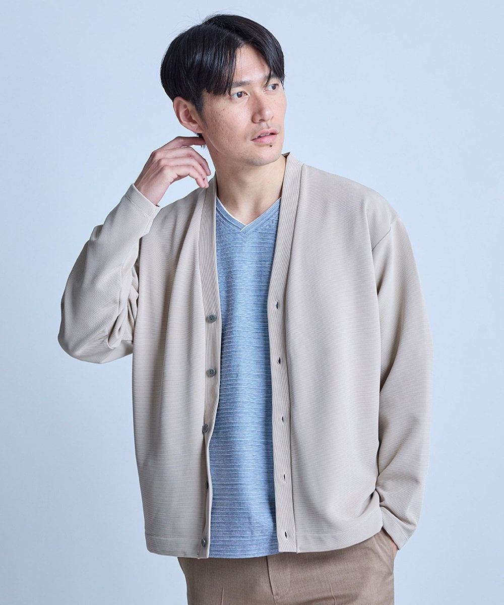 UNION STATION 【WEB限定】ストレッチリップルカーディガン＜ストレッチ・マシンウォッシャブル＞ グレー