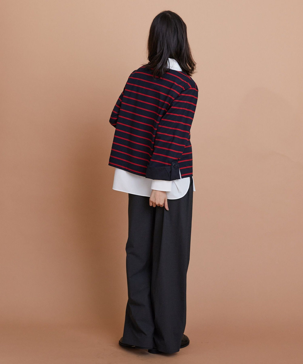 L'EQUIPE ウォッシャブルTR2wayストレートパンツ チャコールグレー