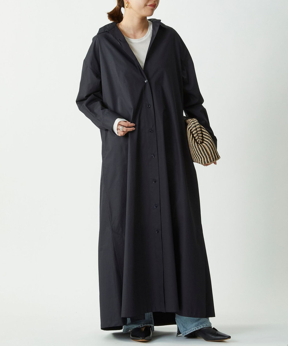 1er Arrondissement ハイポリコットンシャツドレス ダークネイビー