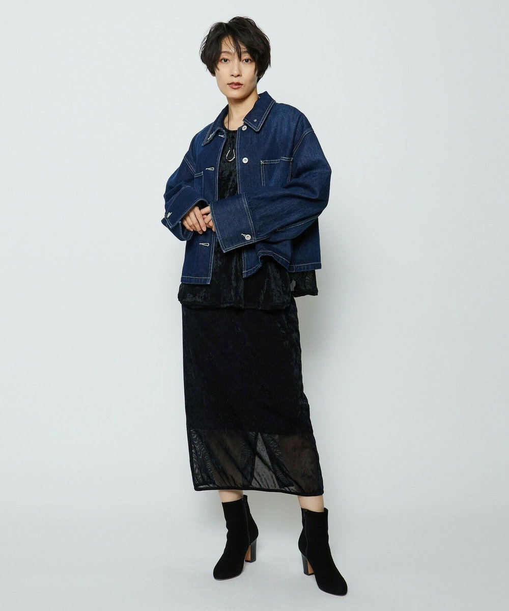 feerique feerique ヴィンテージライクワイドデニムジャケット インディゴブルー