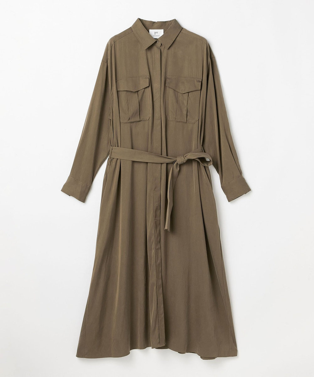 1er Arrondissement キュプラナイロンピーチシャツワンピース モカ