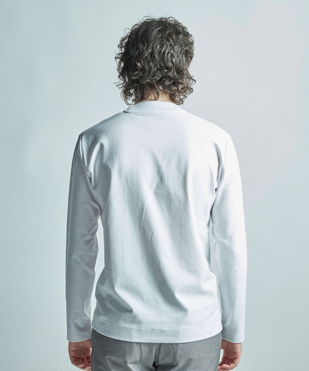 MEN'S BIGI 【ACTIVE TAILOR/アクティブテイラー】シルケットスムースVネック長袖Tシャツ ホワイト