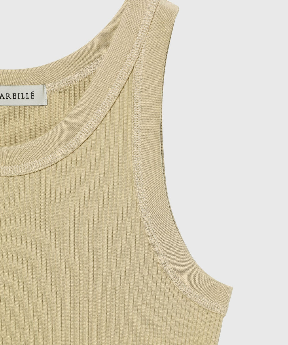 DÉPAREILLÉ ORGANIC COTTON RIB TANK TOP / オーガニックコットンリブタンクトップ ベージュ