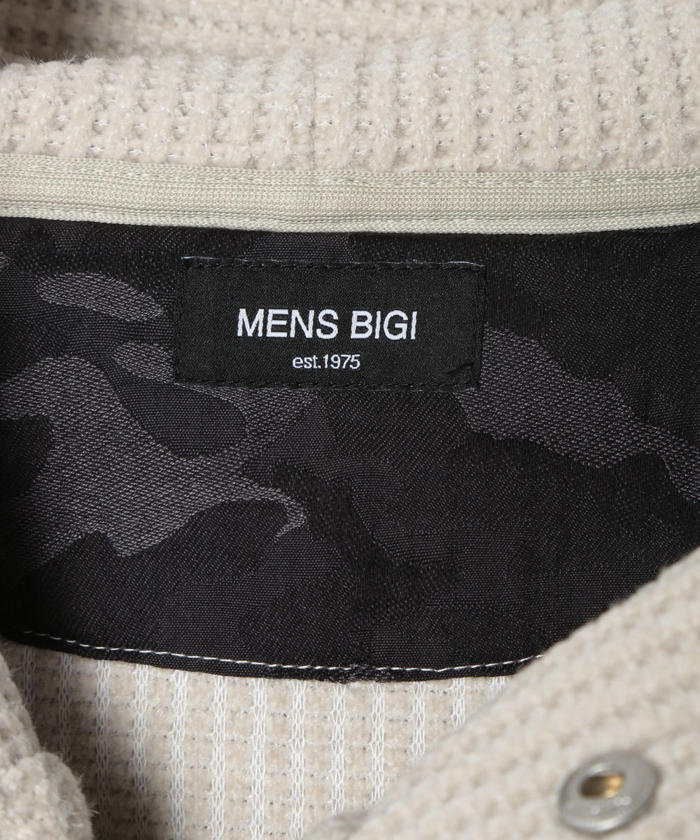MEN'S BIGI ボリュームネック起毛ワッフルパーカー オフホワイト