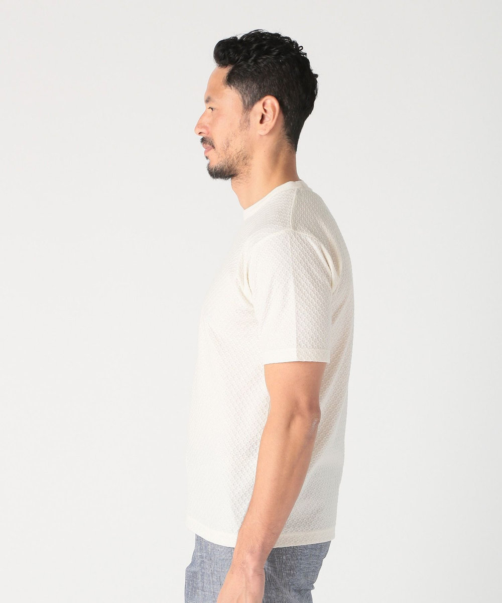 MEN'S BIGI シャーリングジャカードクルーネックカットソー ホワイト