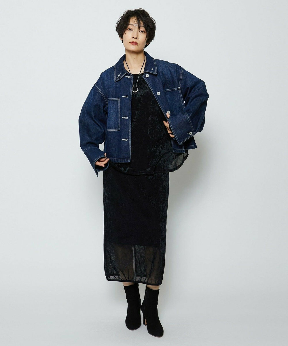 feerique feerique ヴィンテージライクワイドデニムジャケット インディゴブルー