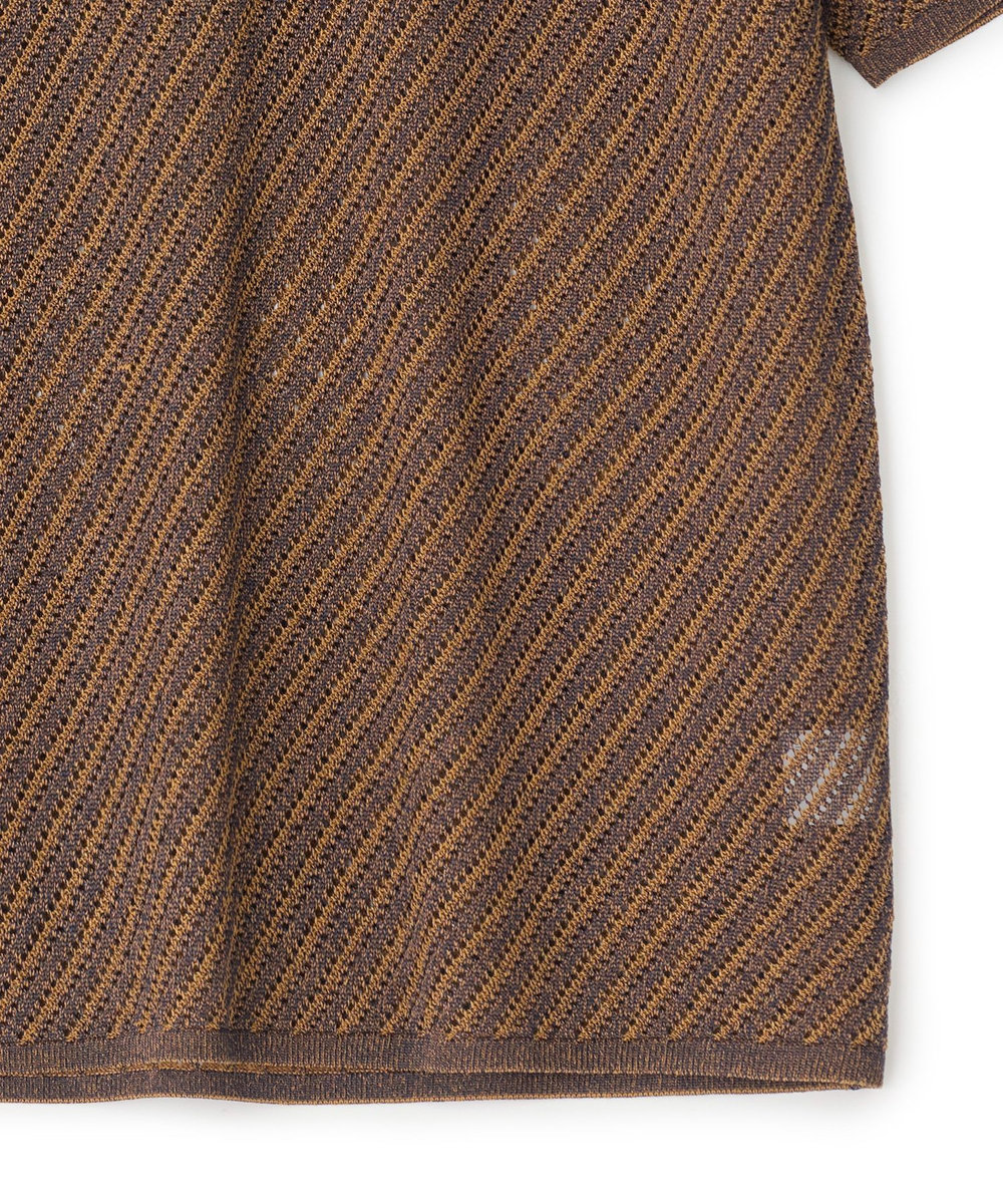 MEN'S BIGI 	クルーネックバイアスメッシュニット半袖Tシャツ ネイビー