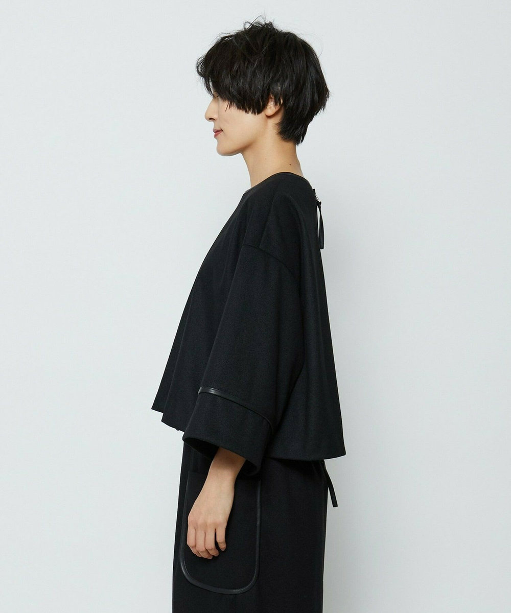 feerique feerique 　フェイクレザーパイピングショートプルオーバー ブラック