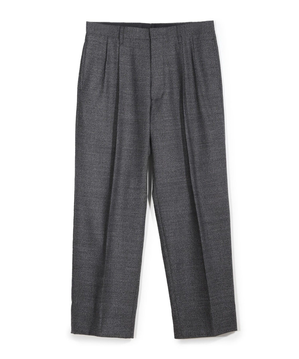 MEN'S BIGI メランジウール 2タックテーパードワイドパンツ グレー