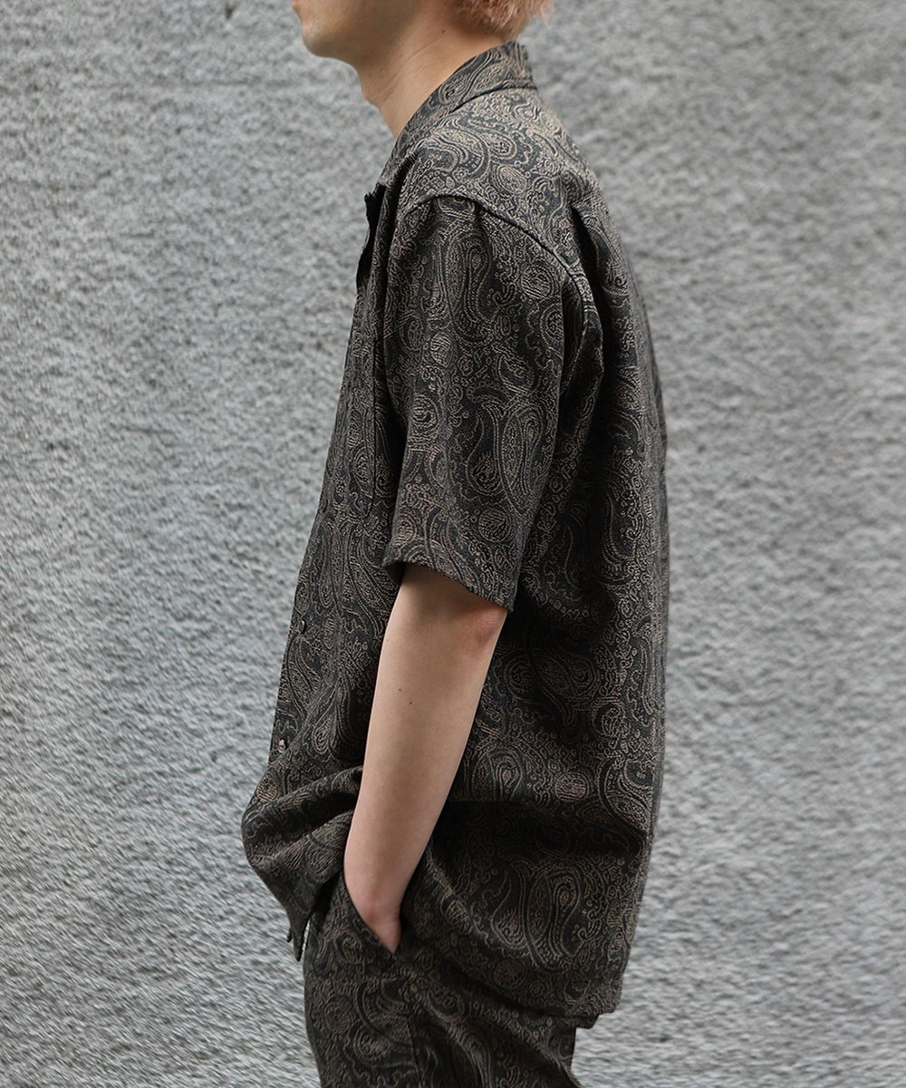 MEN'S BIGI ジャガードオープンカラーシャツ カーキ