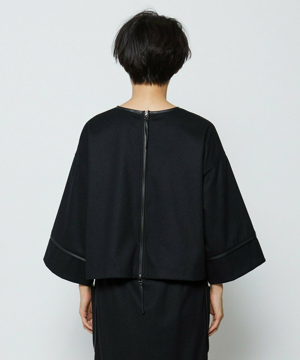feerique feerique 　フェイクレザーパイピングショートプルオーバー ブラック