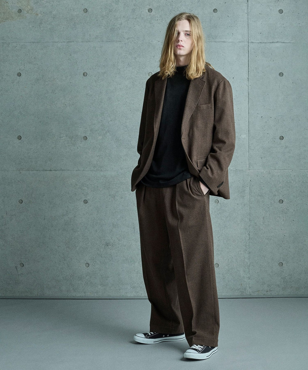 MEN'S BIGI ヘリンボーン柄テーラードジャケット ブラウン