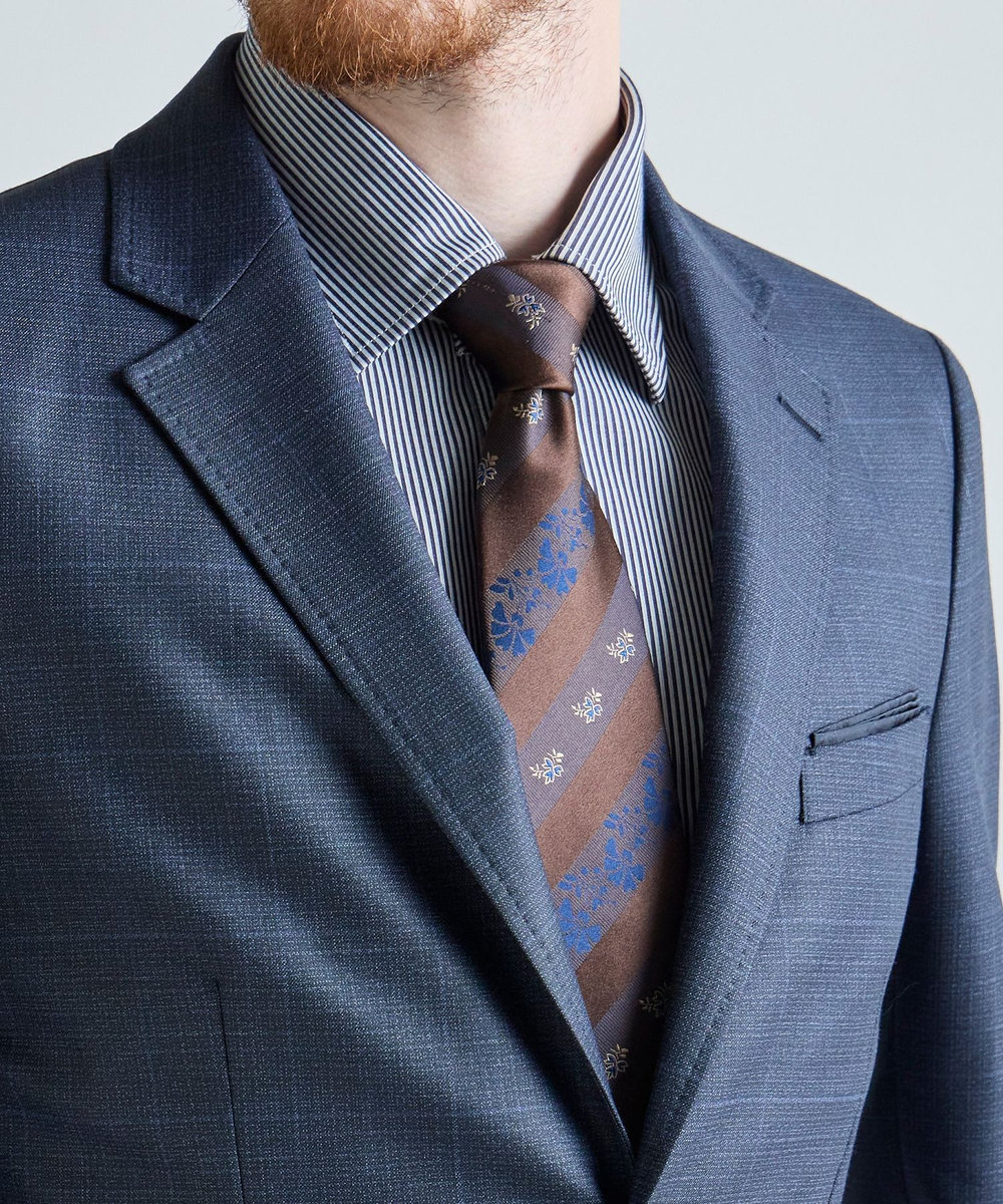 MEN'S BIGI 【TIE YOUR TIE /タイユアタイ】フローラル×シャドーストライプ柄ネクタイ ボルドー