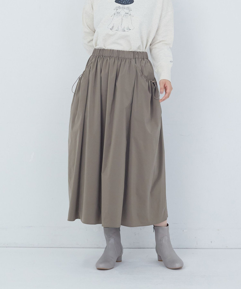 ADIEU TRISTESSE ポリエステルギャザースカート カーキ