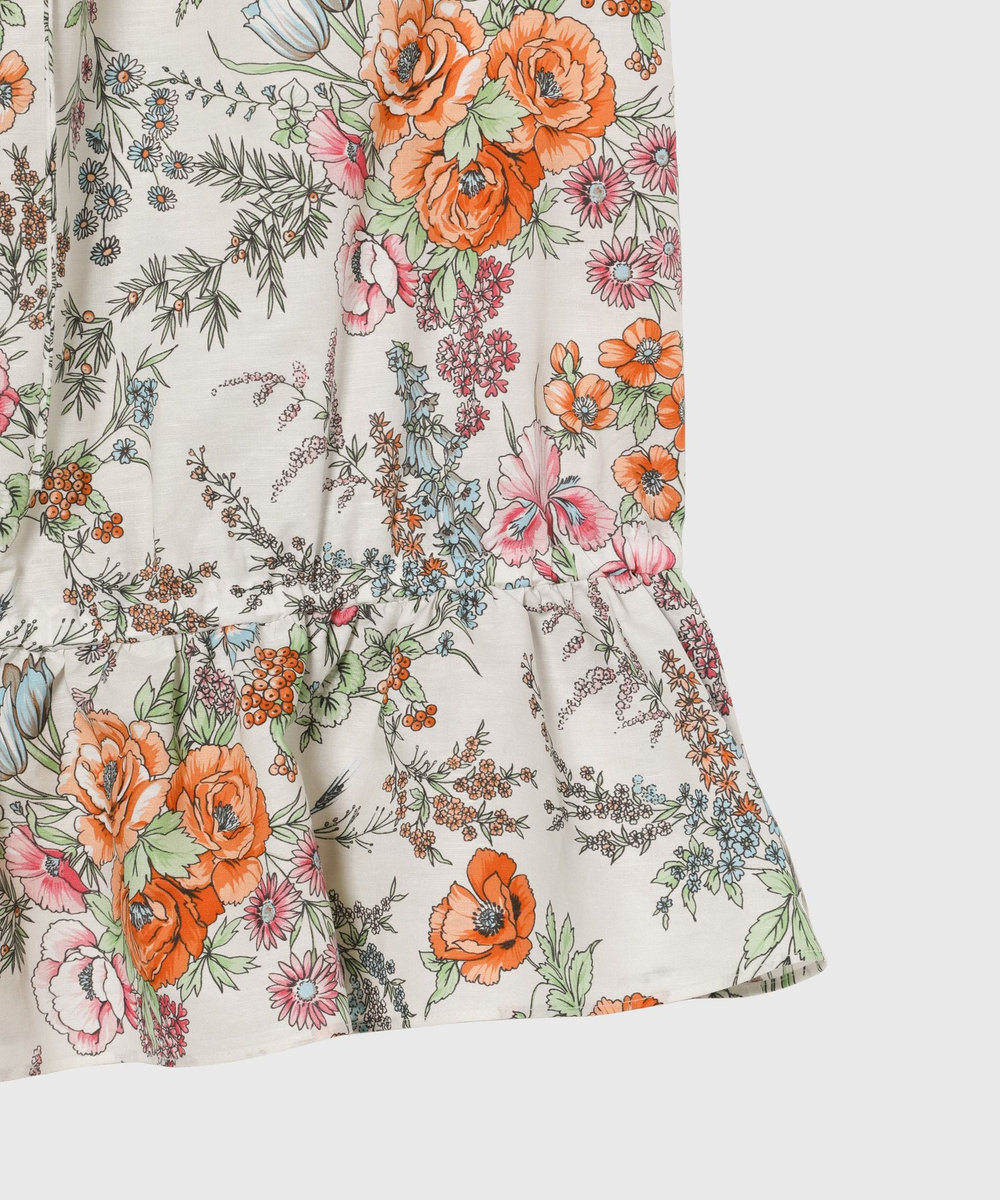 DÉPAREILLÉ LINEN COTTON FLOWER PRINT BLOUSE / リネンコットンフラワープリントブラウス ベージュ