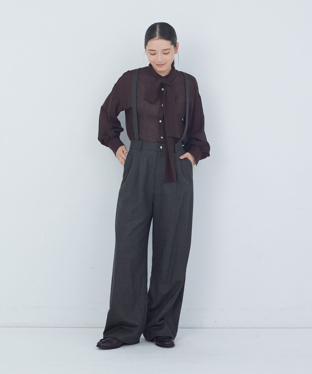 ADIEU TRISTESSE サスペンダー付きパンツ チェック