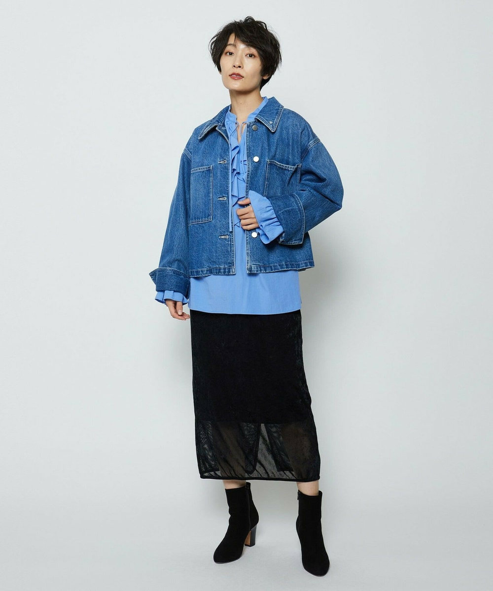 feerique feerique ヴィンテージライクワイドデニムジャケット ブルー