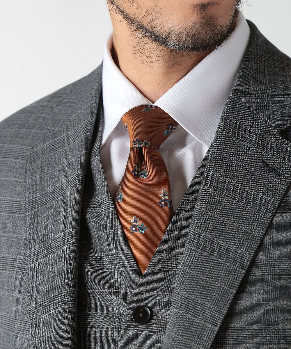 MEN'S BIGI 【TIE YOUR TIE(タイユアタイ)】フィレンツェフローラル柄ネクタイ オレンジ