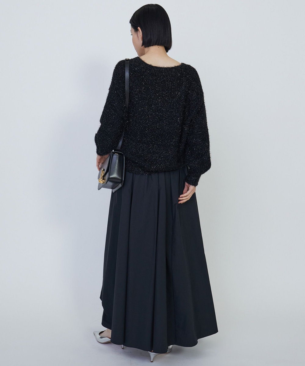 1er Arrondissement スパークルメッシュＶネックニットプルオーバー ブラック