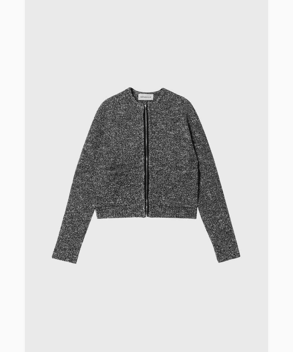 DÉPAREILLÉ TWEED-LIKE KNIT CARDIGAN / ツィードライクニットカーディガン ブラック