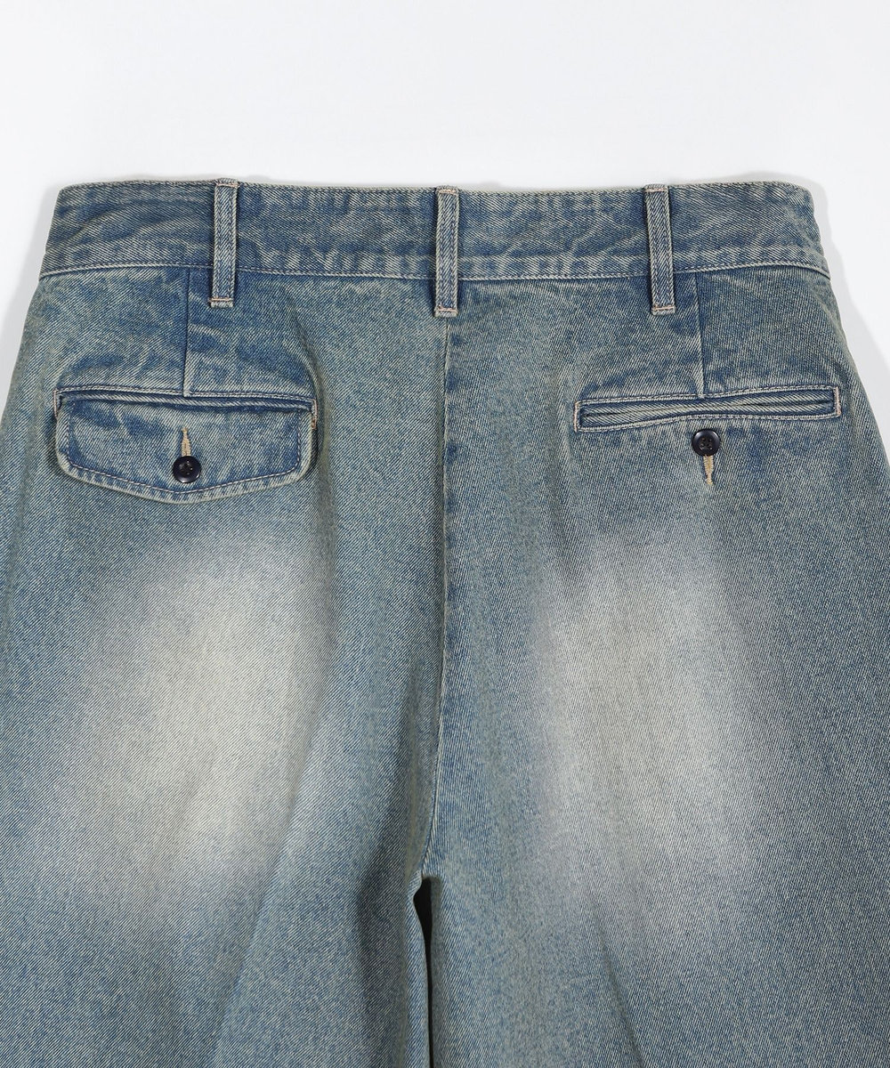 MEN'S BIGI セミワイドデニムタックパンツ ブルー