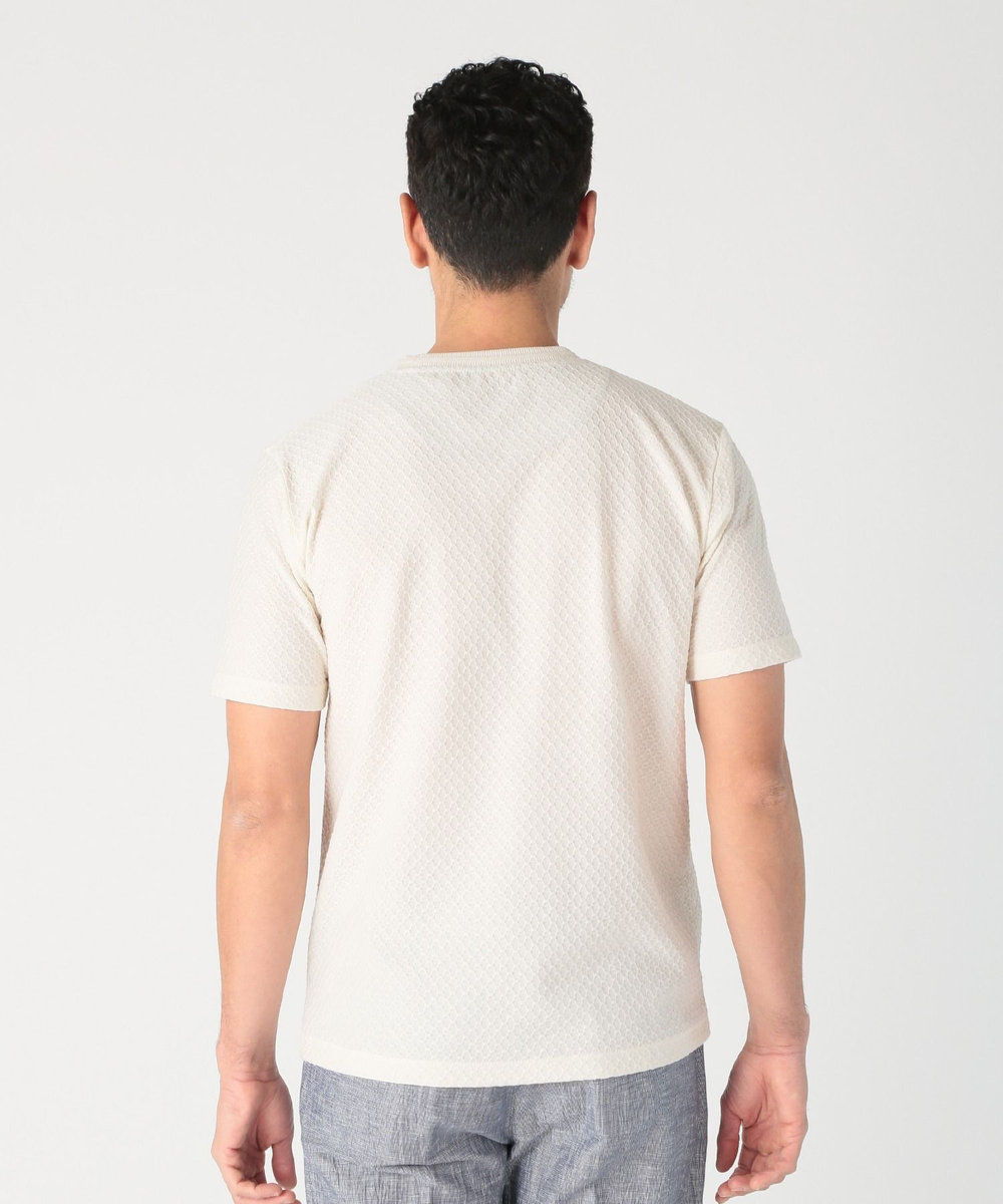 MEN'S BIGI シャーリングジャカードクルーネックカットソー ホワイト